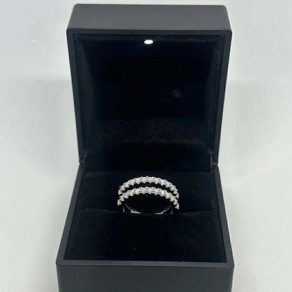 Moissanite Diamond Ring Enhancer Wedding Band GRA Certified 925 18K White Gold